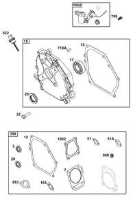 Crankcase Cover/Sump And Lubrication Group Diagram and Parts List for 130G32-0005-H5 100000 - 19Z999 Briggs and Stratton Engine